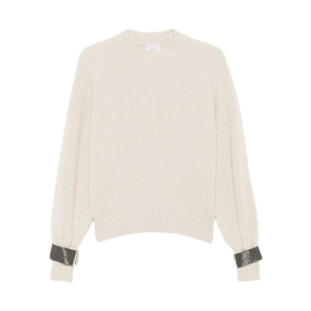Maglione A Coste Con Polsini Gioiello Women